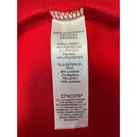 Chicos Red Textured Diamond Pattern Long Sleeve Top Size 3 US XL - Picture 7 of 10